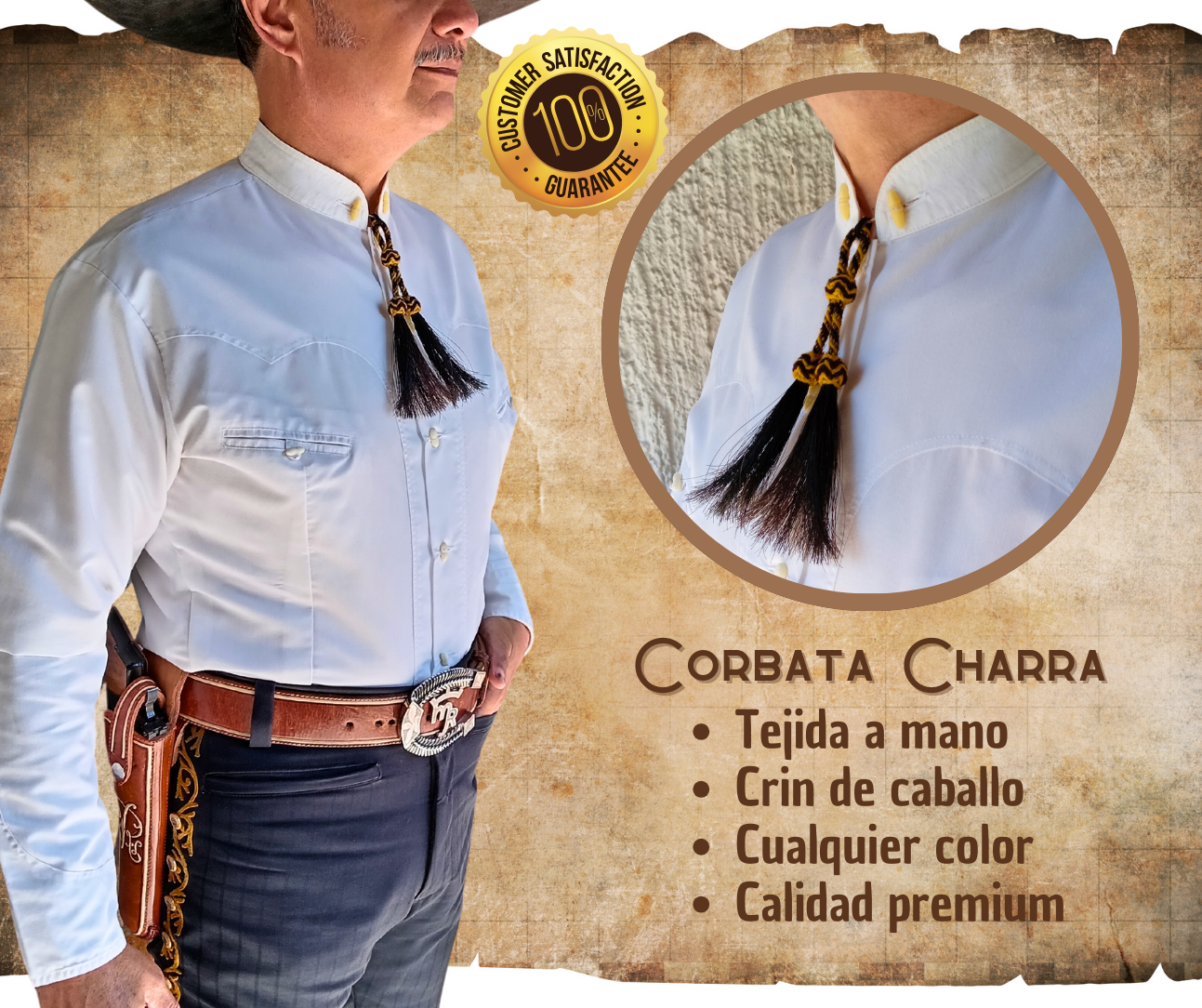 CORBATA CHARRA CON CRIN DE CABALLO