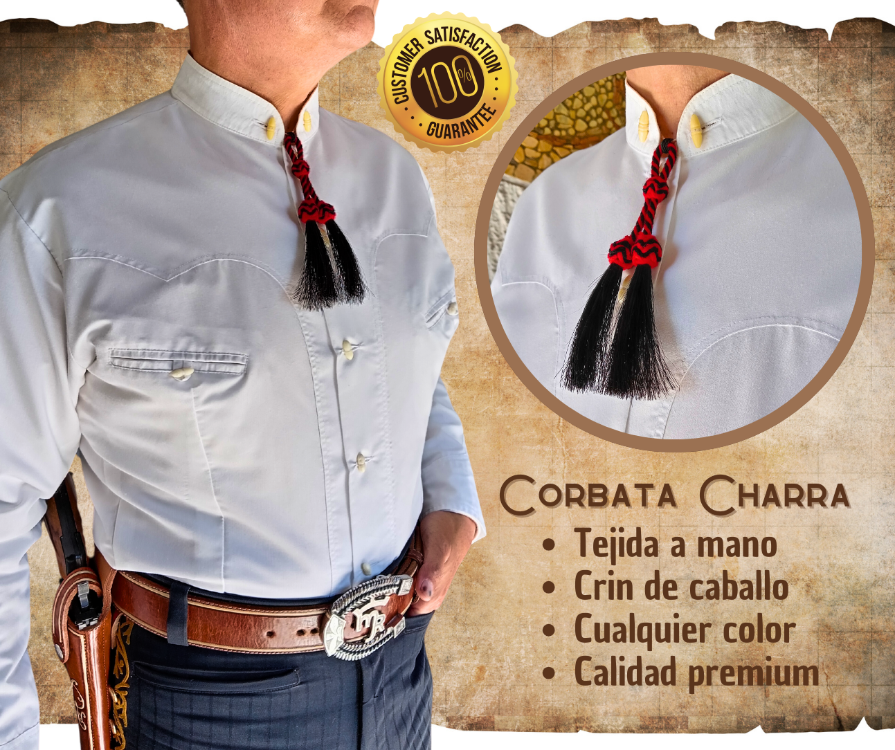 CORBATA CHARRA CON CRIN DE CABALLO