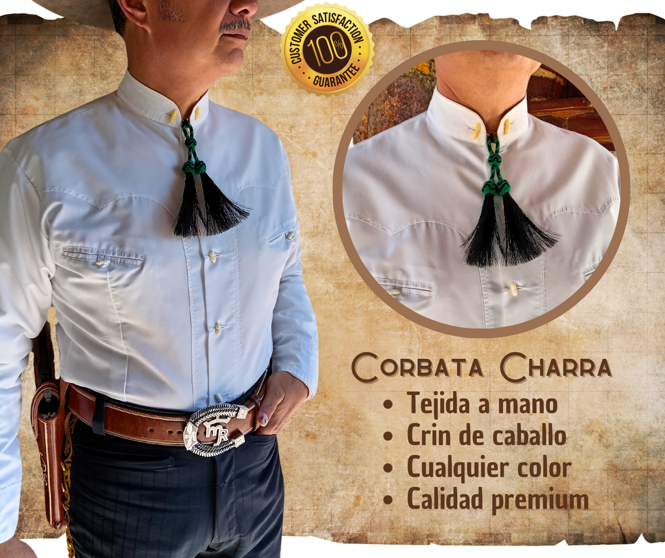 CORBATA CHARRA CON CRIN DE CABALLO